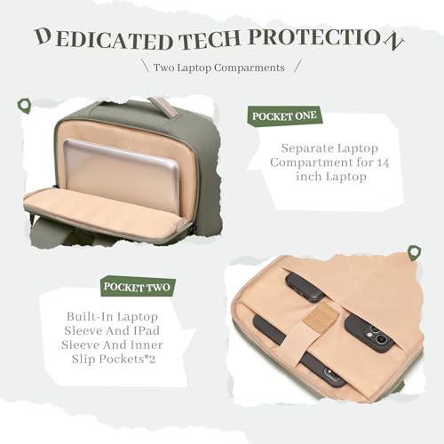 Camera Backpack for Photographers, DSLR/SLR Mirrorless Camera Bag with 14 Inch Laptop Compartment & Tripod Holder, Waterproof Rain Cover Photography Travel Daypack for Sony Canon Nikon Drone (Green) - color: Jungle Green