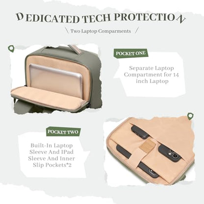Camera Backpack for Photographers, DSLR/SLR Mirrorless Camera Bag with 14 Inch Laptop Compartment & Tripod Holder, Waterproof Rain Cover Photography Travel Daypack for Sony Canon Nikon Drone (Green) - color: Jungle Green