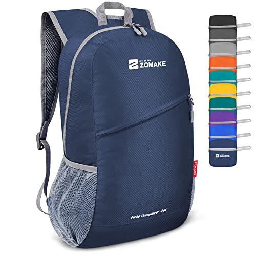 ZOMAKE Lightweight Packable Backpack 20L,Foldable Backpacks Small Daypack for Hiking Water Resistant Day Bag for Travel(Royal Blue) - color: Royal Blue