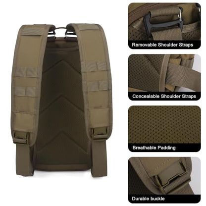 Mardingtop Small Tactical Backpack,Molle Military Rucksack Daypack for Hiking Traveling,15L Sling bag，Crossbody Bag for men - color: Wolf Brown-15l