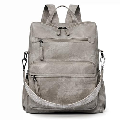 Dora & Liz Backpack Purse for Women, Pu Leather Designer Travel Backpack, Fashion Work Ladies Shoulder Bag Handbag - color: Grey