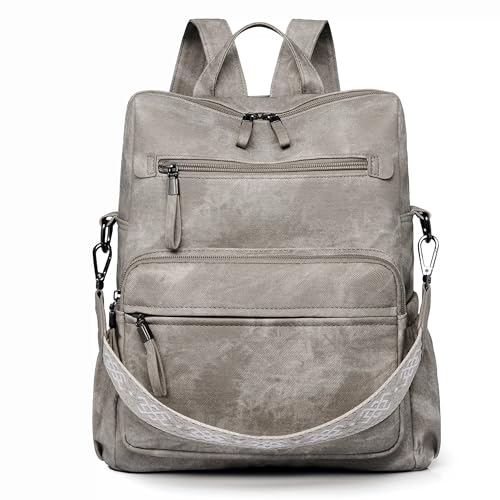 Dora & Liz Backpack Purse for Women, Pu Leather Designer Travel Backpack, Fashion Work Ladies Shoulder Bag Handbag - color: Grey