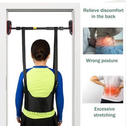 Back Stretcher - Spine Decompression Belt for Pain Relief Spinal Back Stretcher Lumbar Traction Device Belt Thoracic Decompression Harness Portable Stretching Device (Medium)