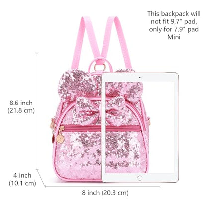 KL928 Girls Mini Backpack Bowknot Polka Dot Cute Small Daypacks Convertible Shoulder Bag Purse for Women - color: Pink