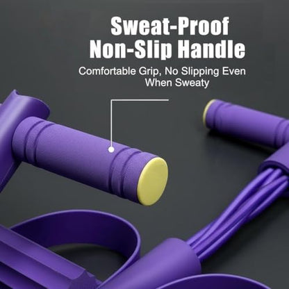 Pedal Resistance Bands with Handles, Multifunction Tension Rope for Arm, Leg, Waist and Shoulder Training - color: Purple