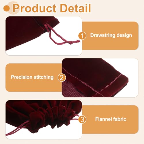 Cloth Shoe Bags for Travel, Flannel Pouch with Drawstring Closure Washable Breathable Cotton Fabric, 15.8x11.8" & 2 Pcs & Dark Red- Fit for (Men Women/Luggage/Storage) - color: Dark Red