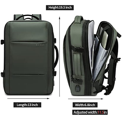 BANGE Carry-on Backpack, 45L Expandable Travel Backpacks,Weekend Backpack Briefcase,Waterproof Laptop Backpack Fits For 17.3” Laptop - color: Green, size: 45L(expansion)