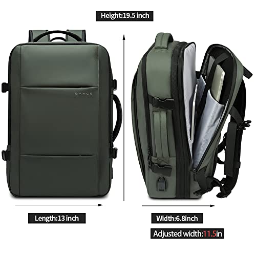 BANGE Carry-on Backpack, 45L Expandable Travel Backpacks,Weekend Backpack Briefcase,Waterproof Laptop Backpack Fits For 17.3” Laptop - color: Green, size: 45L(expansion)