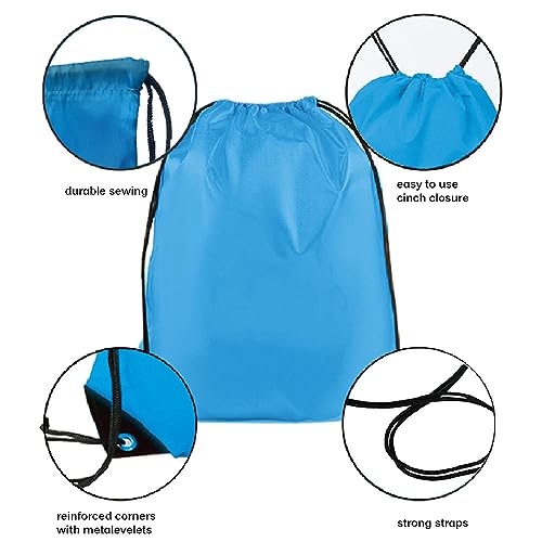 Drawstring Backpack Bulk 20 Pcs Draw String Backpack Bags DIY Gym Sports Traveling Yoga Cinch Bag Sackpack Drawstring (Sky Blue light blue) - color: Sky Blue