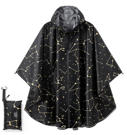 Fashion Hooded Rain Poncho Waterproof Raincoat Jacket with pocket for Women/Men/Adult - color: Irregular Lines