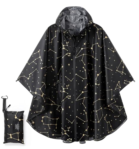 Fashion Hooded Rain Poncho Waterproof Raincoat Jacket with pocket for Women/Men/Adult - color: Irregular Lines