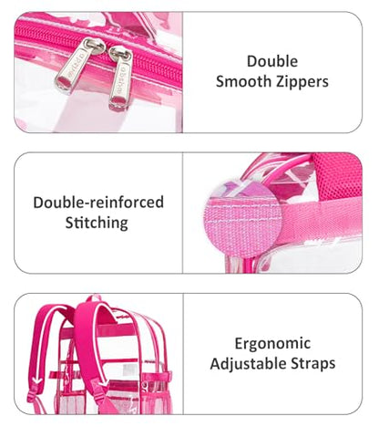 abshoo Big Heavy Duty Clear Backpack for School Girls Transparent Bookbag for Middle High School (Hot Pink) - color: Hot Pink