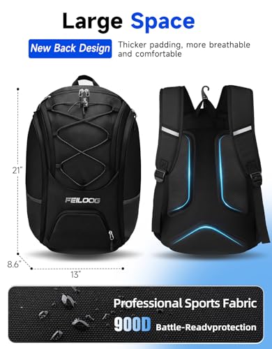 Basketball Backpack Large Sports Bag, Ball Accessories Basketball Equipment Bag with Ball Holder Shoes Compartment - color: Black
