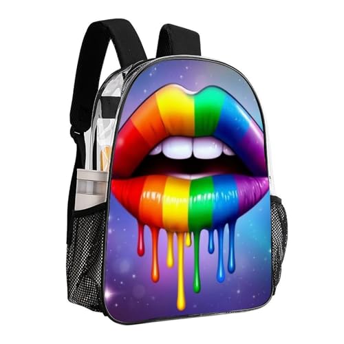 Shoulder Book Bags Polyester Multipurpose Anti-Theft Lgbt Gay Homosexual Lesbian Rainbow Lips Carry On Bag Large Capacity Travel Hiking Camping Rucksack - color: Pattern 209