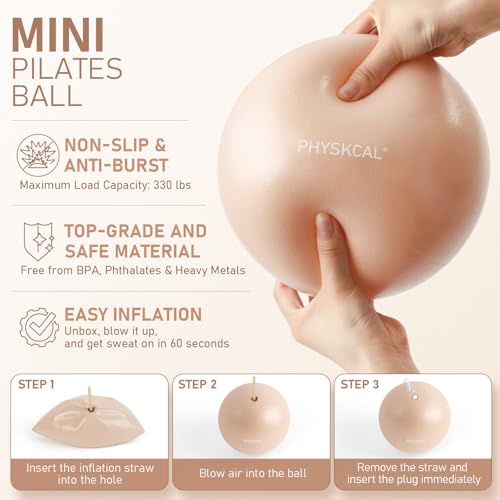 PhysKcal Pilates Kit, 15-Inch Pilates Ring with 1x Core Ball, 3X Resistant Loops and 2X Flex Bands, Home Pilates Equipment Set and Mat Pilates Essential Kit - color: Nude