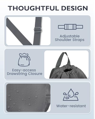 RHDZO Drawstring Backpack Sports Gym Bag with Shoe Compartment and Wet Pocket String Swim Bag for Women Men Beach Backpack, Dark Gray - color: Dark Gray