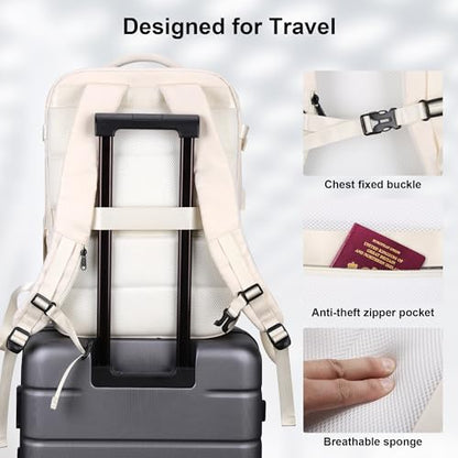 HOMIEE 50L Travel Backpack Large Suitcase Water Resistant Luggage Daypack Carry on Backpack for Men Women Fits 17.3 Inch Laptop, Beige - color: Beige, size: 3X-Large