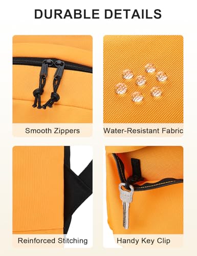 VASCHY Lightweight Backpack for School, Classic Basic Water Resistant Casual Day-pack for Travel with Bottle Side Pockets (Gold) - color: Gold