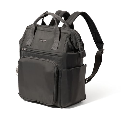 Baggallini Securtex Anti-Theft Windsor Backpack for Travel, Work & College, RFID & Locking Zipper, Up to 16" Laptop - color: Charcoal