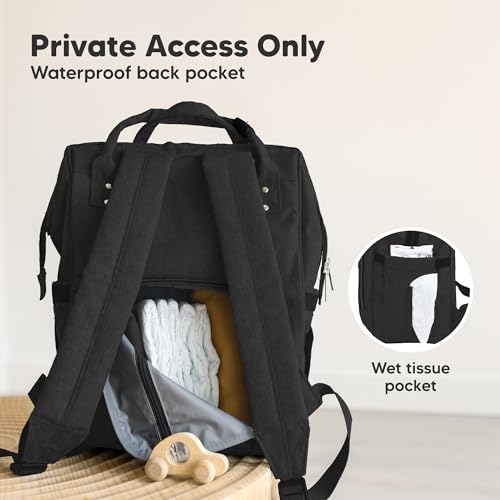 KeaBabies Baby Diaper Bag Backpack - Large Baby Bag for Boys, Girls, Waterproof Multi Function Travel Diaper Backpack with Changing Pad, Durable Travel Essentials for Moms and Dads (Trendy Black) - color: Trendy Black
