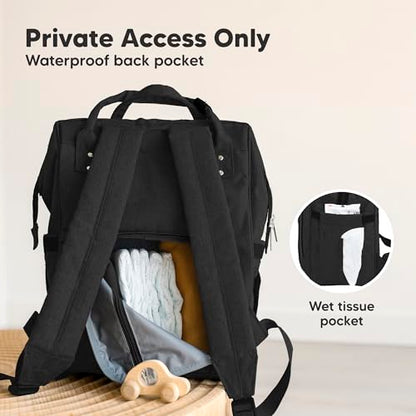 KeaBabies Baby Diaper Bag Backpack - Large Baby Bag for Boys, Girls, Waterproof Multi Function Travel Diaper Backpack with Changing Pad, Durable Travel Essentials for Moms and Dads (Trendy Black) - color: Trendy Black