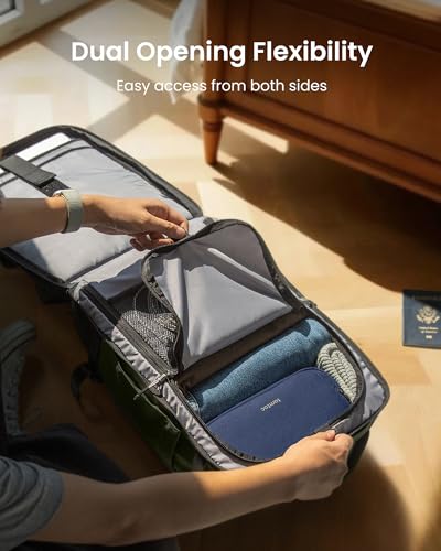 tomtoc Travel Backpack 28L, TSA Friendly Flight Approved Carry-on Luggage, Personal Item Travel Bag, Water-resistant Lightweight Business Rucksack, Durable Bag Fits 16 Inch Laptop - color: Green-ripstop, size: 28L
