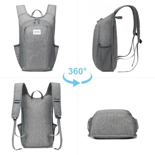 10L Foldable Lightweight Backpack – Packable Travel Daypack for Hiking, Cycling & Everyday Use – Water-Resistant Travel Bag with Multi-Pocket Design for Women & Men(Gray) - color: Gray