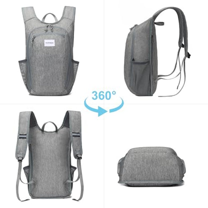 10L Foldable Lightweight Backpack – Packable Travel Daypack for Hiking, Cycling & Everyday Use – Water-Resistant Travel Bag with Multi-Pocket Design for Women & Men(Gray) - color: Gray