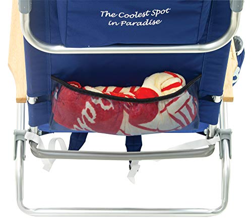 Tommy Bahama 5-Position Classic Lay Flat Folding Backpack Beach Chair, Polyester, Navy - color: Navy, size: 1-Pack