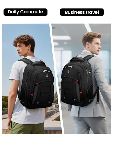 CROSSGEAR Travel Laptop Backpack, Large Computer Business Backpack Fits 17.3 Inch Laptop, Multi-pocket, Breathable Padded, Water Resistant Casual Daypacks for Men Women - size: 17.3 inch