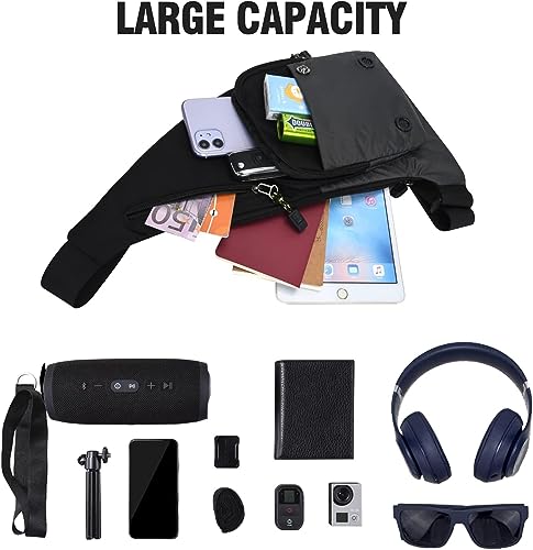 Peicees Water-resist Sling Bag Crossbody Bag for Men Slim Chest Backpack Man Purse Small Shoulder Bag for Travel Hiking - color: Grey