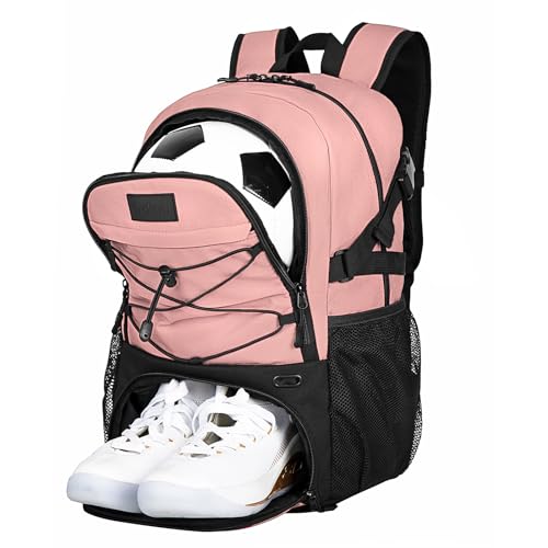Goloni Soccer Backpack,Basketball Backpack with Ball Compartment & Shoe Compartment,Backpack for Basketball,Soccer - color: Light Pink