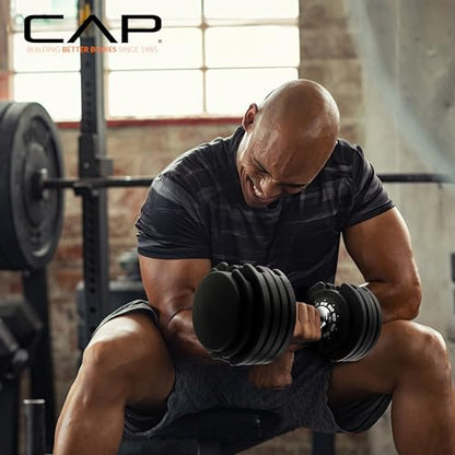 CAP ADJUSTABELL Adjustable Dumbbell Weights - Singles & Pairs | 12.5 lb, 25 lb & 55 lb | Multiple Handle Options - size: 55 lb - Honeycomb Chrome and Black Handle, style: Single