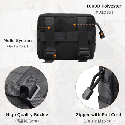 Azarxis Molle Pouches, Tactical Compact EDC Small Utility Pouch Waist Bags Sundries Storage Admin Organize Gear Gadget for Military Backpack - color: #04 Green - 5.91"x4.33" + 6.49"x4.53" - 2 Pack