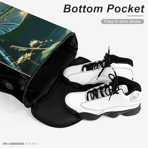 Fitness Drawstring Backpack Waterproof Gym Bag Dragonfly Green Lightweight Dry And Wet Separation Swim Bag