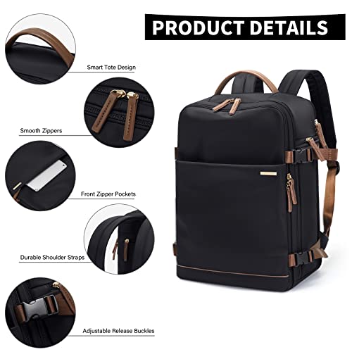 GOLF SUPAGS Laptop Backpack with Separate Laptop Compartment Fits 15.6 Inch Notebook Large Capacity Computer Bag for Women Work Travel College Backpacks (Black) - color: Black