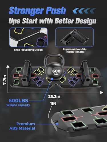 Push Up Board 20-In-1 Workout Equipment, Pushup Board with Handles, Puzzle-Style Snap Design with Square Slots, Home Gym Fitness Equipment for Chest, Shoulders, Back & Triceps, Men and Women - color: Black