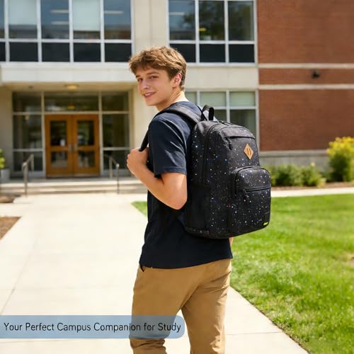 Goloni Lightweight Laptop Backpack 1.1Lbs, 26L Wear-Resistant Water Resistant Backpack with Laptop Compartment for Men Women - color: Starry Black