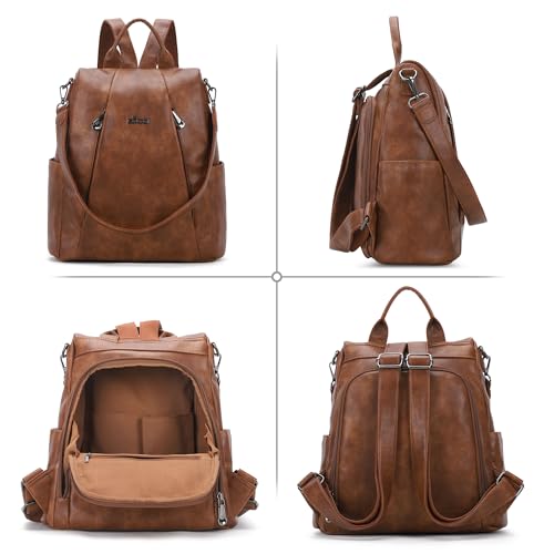 ZOCAI Backpack Purse for Women Medium Anti-Theft Backpacks Purses Design Leather Shoulder Bags with Removable Strap - color: 1-retro Brown
