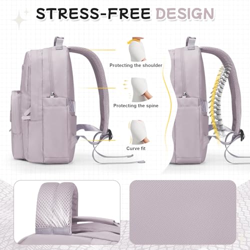 Casual Laptop Backpack for Women Work Travel Daypack Bags, Lightweight Waterproof Backpacks with 2 Large Main Compartments, Anti Theft Slim Sturdy Back Pack, 15” Laptop Sleeve, Pink - color: Pink