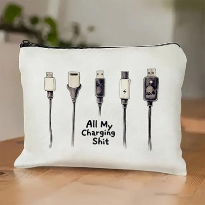 Plugs Cables & Chargers - Makeup Bag for Women Travel - Zipper Cosmetic Storage Bag with Vibrant Designs, Soft Fabric & Multi-Use Functionality (Gift for Birthdays, Graduation, Christmas) (Style I) - style: Style I