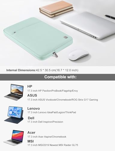 DOMISO 17 inch Laptop Sleeve Case Notebook Bag Protective Carrying Handbag for 17.3" Dell Inspiron/MSI GS73VR Stealth Pro/IdeaPad 300 320 321/HP Envy 17/LG Gram 17"/ASUS ROG Strix GL702VS,Mint Green - color: Mint Green, size: 17 inch
