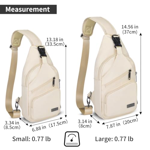 AMJ Crossbody Sling Bag Men Women, Casual Shoulder Backpack, Chest Daypack Satchel for Hiking Travel - color: Leather Beige, size: Small