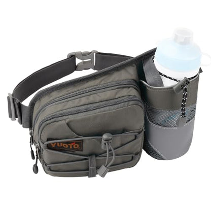 Waist Pack with Water Bottle Holder for Running Walking Hiking Fanny Pack Hydration Belt - color: Grey