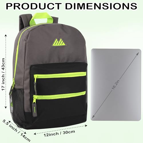 Summit Ridge Colorful Big Backpack for School Kids, Multi Pocket Backpack for Elementary, Middle School Girls, Boys with Padded Straps (Grey/Black) - color: Grey/Black