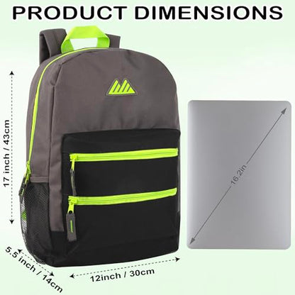 Summit Ridge Colorful Big Backpack for School Kids, Multi Pocket Backpack for Elementary, Middle School Girls, Boys with Padded Straps (Grey/Black) - color: Grey/Black