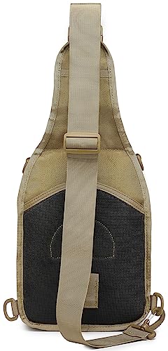Tactical Sling Backpack With Holster Military Crossbody Bag for Men Single Shoulder Back Pack 10L - color: Tan Khaki Brown