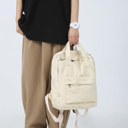 MaxxCloud Vintage Canvas Backpack Purse Tote Satchel Hiking Daypack Travel Bag Handbag Rucksack (583 beige)