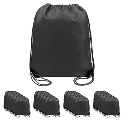 BeeGreen Drawstring Backpack Bags 20,30,50 Packs Reflective String Bags for Gym Sport Trip Cinch Sack DIY for Women Men - color: Black