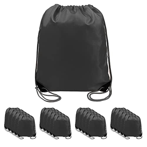 BeeGreen Drawstring Backpack Bags 20,30,50 Packs Reflective String Bags for Gym Sport Trip Cinch Sack DIY for Women Men - color: Black